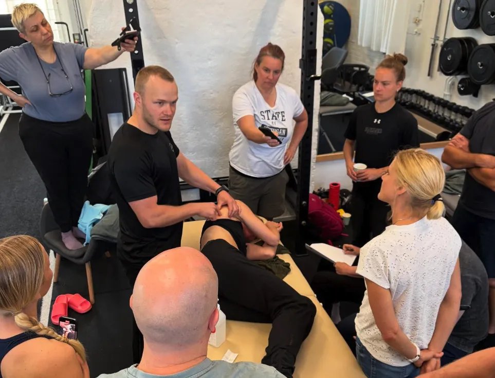 Praktiskt moment med deltagare på behandlingsbänk